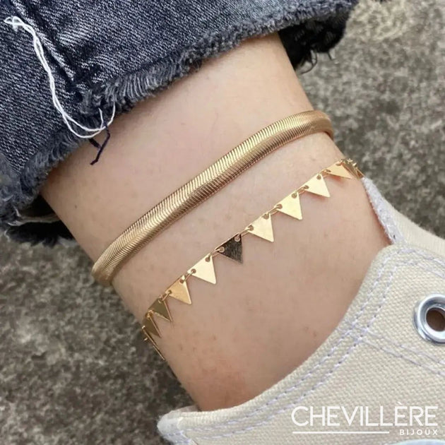 Chaîne De Cheville Plaqué Or 14 Carats – Bracelet Pied Indien, Doré, Hdsm Fashion, Neuf