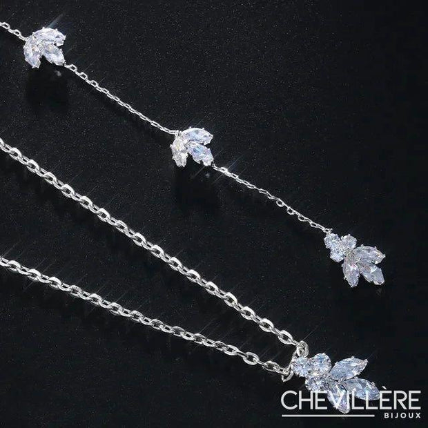 Collier de Dos Pendentif Feuillages et Cristal - Lison Chevillère Bijoux