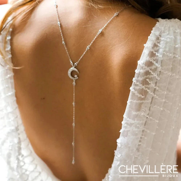 Collier de Dos Nu Pendentif Lune - Moona Chevillère Bijoux