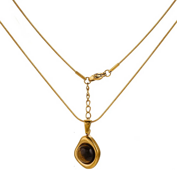 Collier Force Intérieure en Œil de Tigre et Or - Chevillère Bijoux