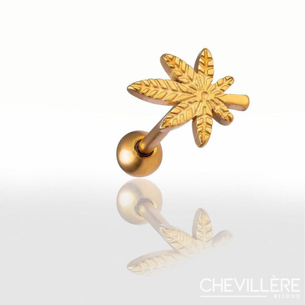 Piercing Langue  Motif Feuille de Cannabis - Chevillère Bijoux