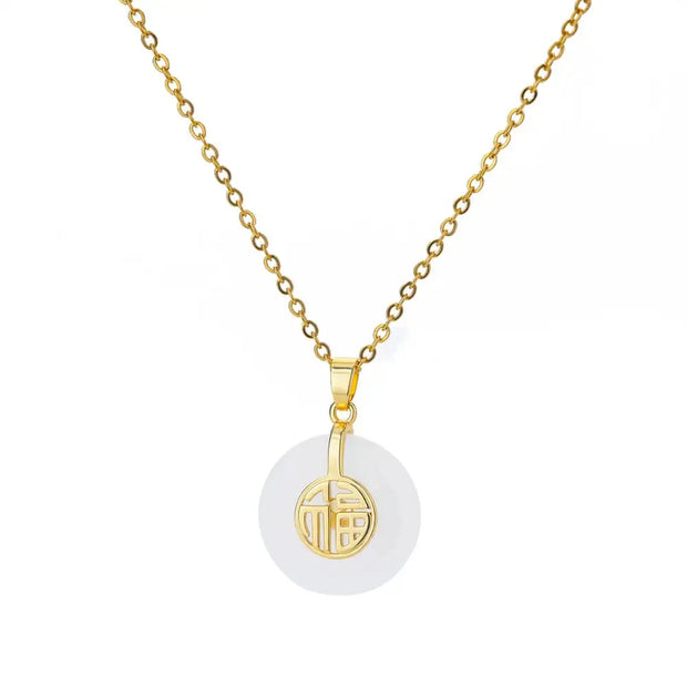 Collier En Pierre Naturelle - Porte Bonheur - Jade Blanc - Chevillère Bijoux