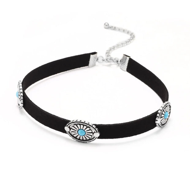 Collier Ras-Du-Cou En Pierre Naturelle - Turquoise - Chevillère Bijoux