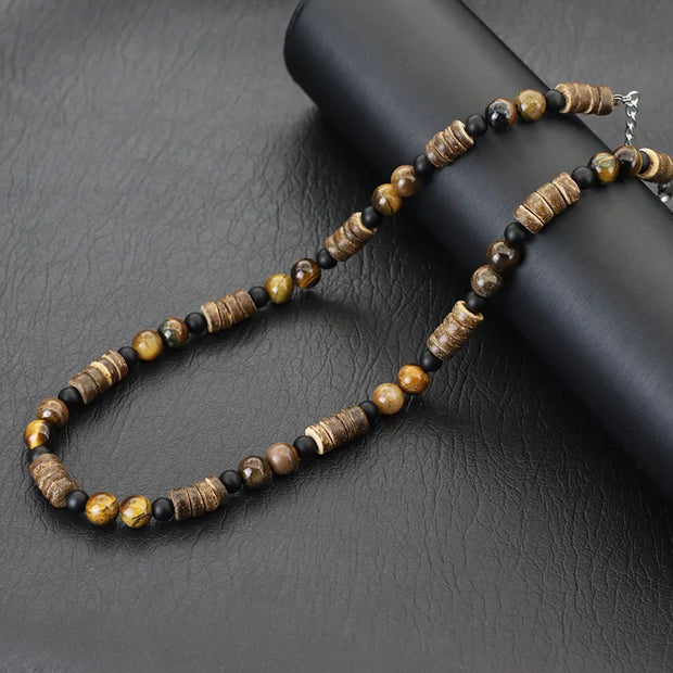 Collier En Pierres Naturelles - Oeil De Tigre Obsidienne - Chevillère Bijoux