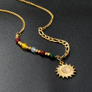 Collier Rayon de Vie en Pierres Naturelles et Soleil Doré - Chevillère Bijoux