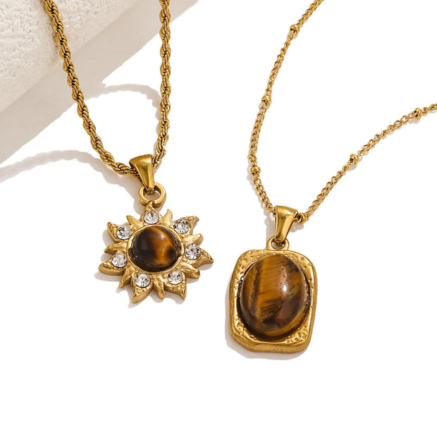 Collier Élégance Sauvage en Œil de Tigre et Or - Chevillère Bijoux