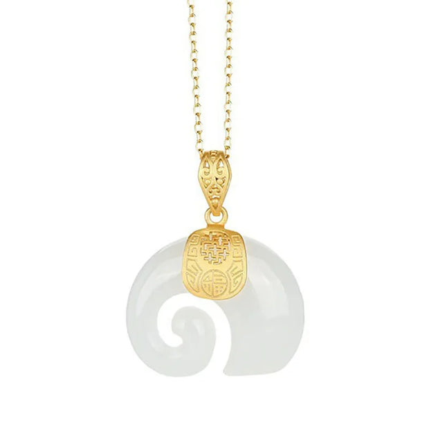 Collier En Pierre Naturelle  - Plaqué Or 18K - Jade Blanc - Chevillère Bijoux