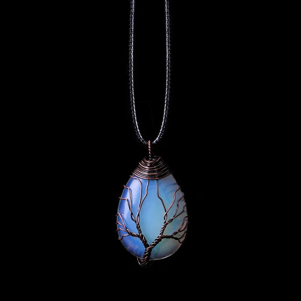 Collier En Pierre Naturelle Arbre De Vie - Opalite - Chevillère Bijoux
