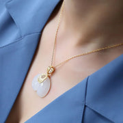 Collier En Pierre Naturelle  - Plaqué Or 18K - Jade Blanc - Chevillère Bijoux