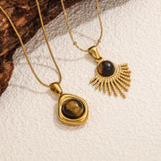 Collier Soleil Protecteur en Œil de Tigre et Or - Chevillère Bijoux