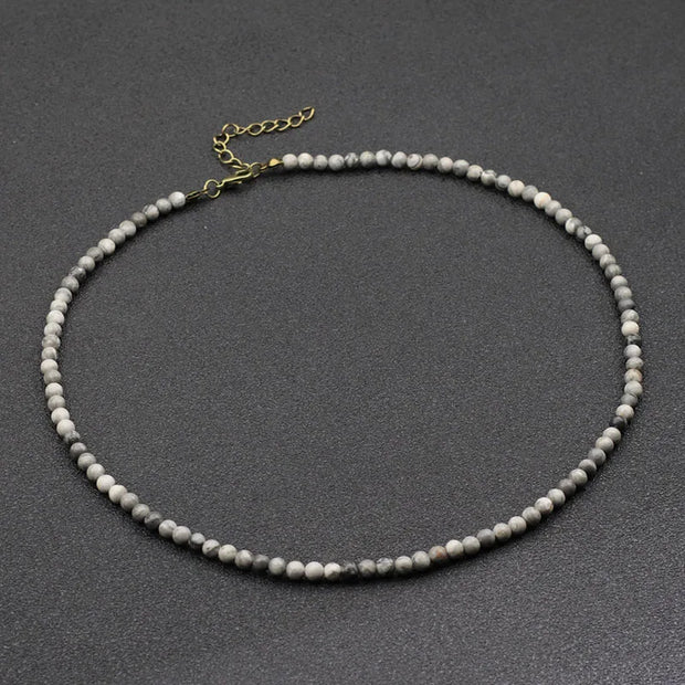 Collier En Pierre Naturelle  - Perles De Howlite Blanche - Chevillère Bijoux