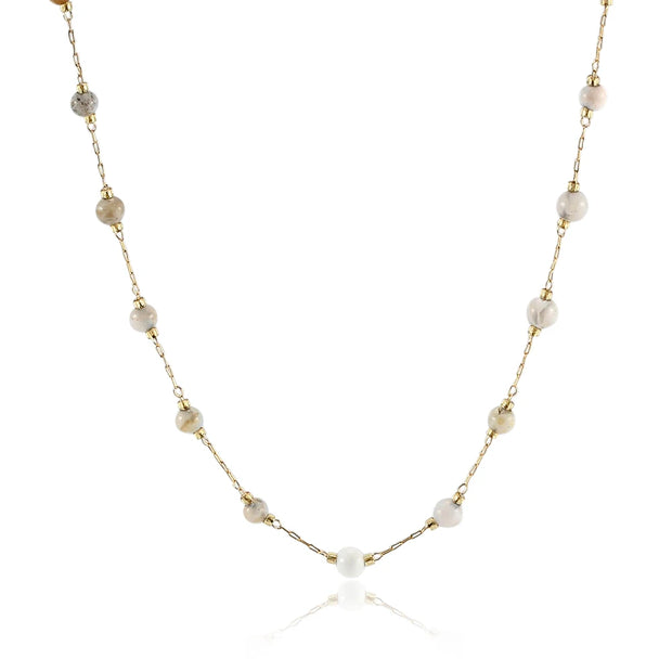 Collier En Pierres Naturelles - Boho - Quartz Blanc - Chevillère Bijoux