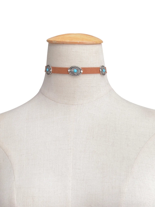 Collier Ras-Du-Cou En Pierres Naturelles De Turquoise - Chevillère Bijoux