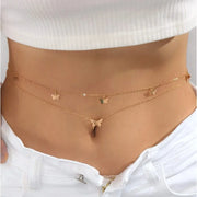 Chaîne Pour Le Ventre Papillons Dorés - Chevillère Bijoux