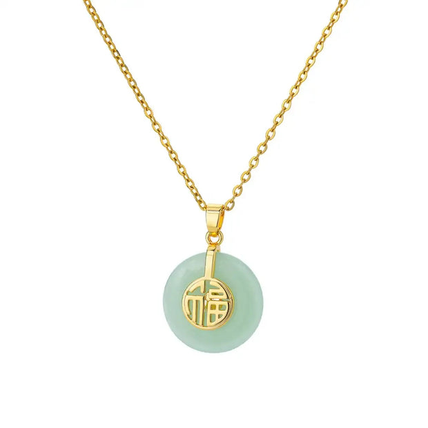 Collier Porte Bonheur En Pierre Naturelle - Jade Vert - Chevillère Bijoux