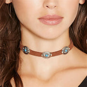 Collier Ras-Du-Cou En Pierre Naturelle - Turquoise - Chevillère Bijoux