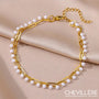 Chainette Pour Cheville Or -  Perles Blanches