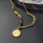 Collier Rayon de Vie en Pierres Naturelles et Soleil Doré - Chevillère Bijoux
