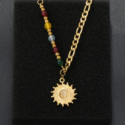 Collier Rayon de Vie en Pierres Naturelles et Soleil Doré - Chevillère Bijoux