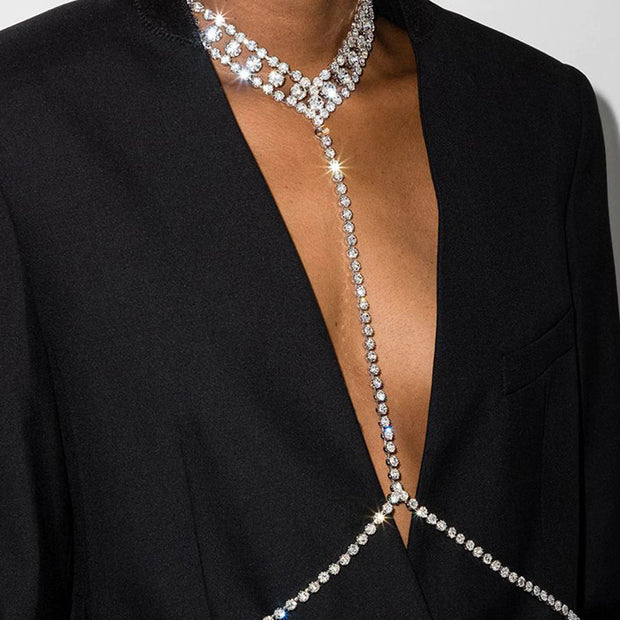Chaine ornée de cristaux scintillants pour le corps Chevillère Bijoux