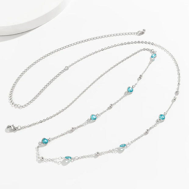 Chaine de ventre strass bleu - Opaline Chevillère Bijoux