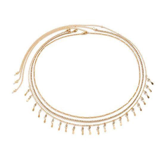 Ensemble de trois chaînes ornées de strass et pampilles - Les Délicates Chevillère Bijoux