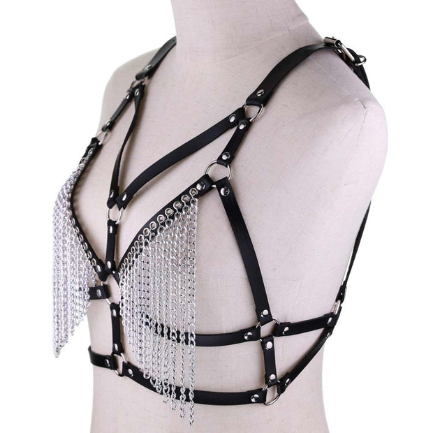 Harnais en cuir pour femme avec pampilles chaînes - Disponibles en 13 coloris ! Chevillère Bijoux