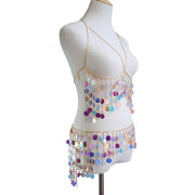 Ensemble chaine de taille et bralette sequins - Mila Chevillère Bijoux