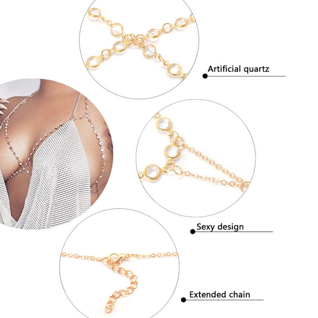 Bralette en chaine et strass - Elo Bijoux de Corps