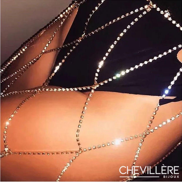 Jupe avec chaîne de taille intégralement en cristal Chevillère Bijoux