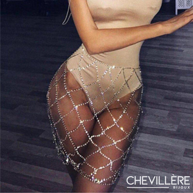 Jupe avec chaîne de taille intégralement en cristal Chevillère Bijoux