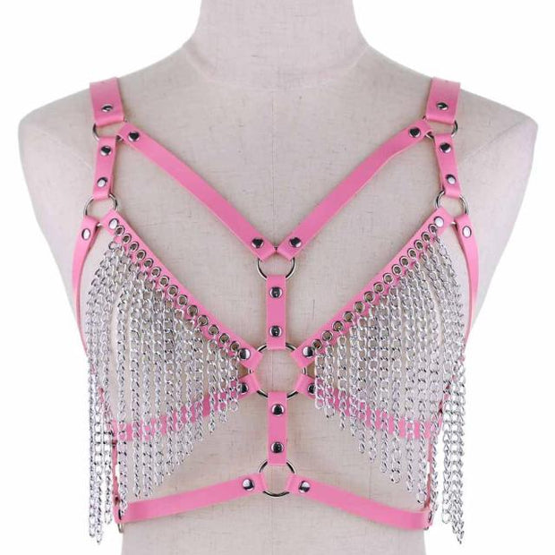 Harnais en cuir pour femme avec pampilles chaînes - Disponibles en 13 coloris ! Chevillère Bijoux