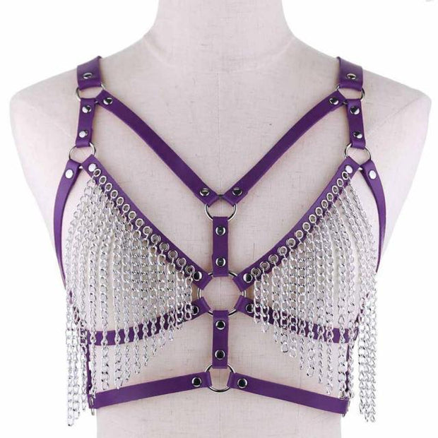 Harnais en cuir pour femme avec pampilles chaînes - Disponibles en 13 coloris ! Chevillère Bijoux