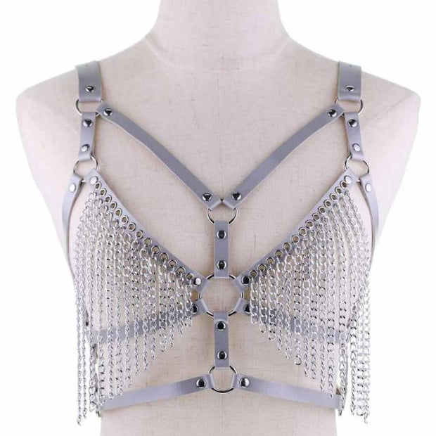 Harnais en cuir pour femme avec pampilles chaînes - Disponibles en 13 coloris ! Chevillère Bijoux