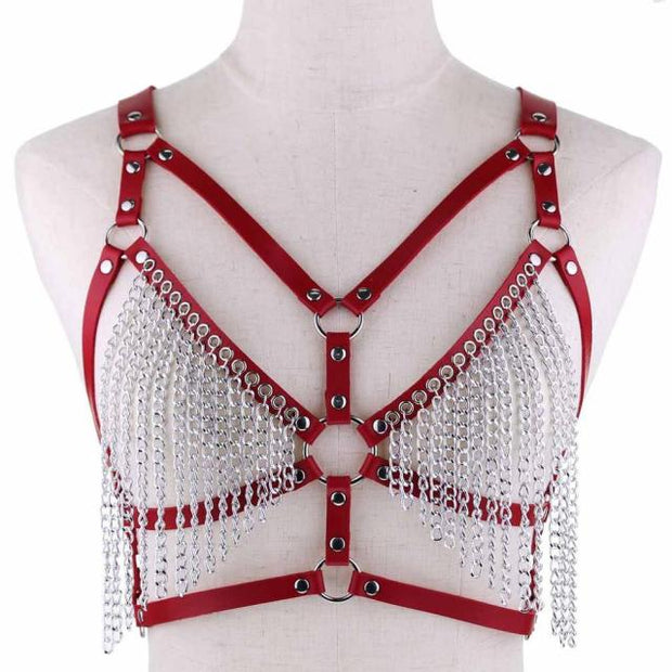 Harnais en cuir pour femme avec pampilles chaînes - Disponibles en 13 coloris ! Chevillère Bijoux