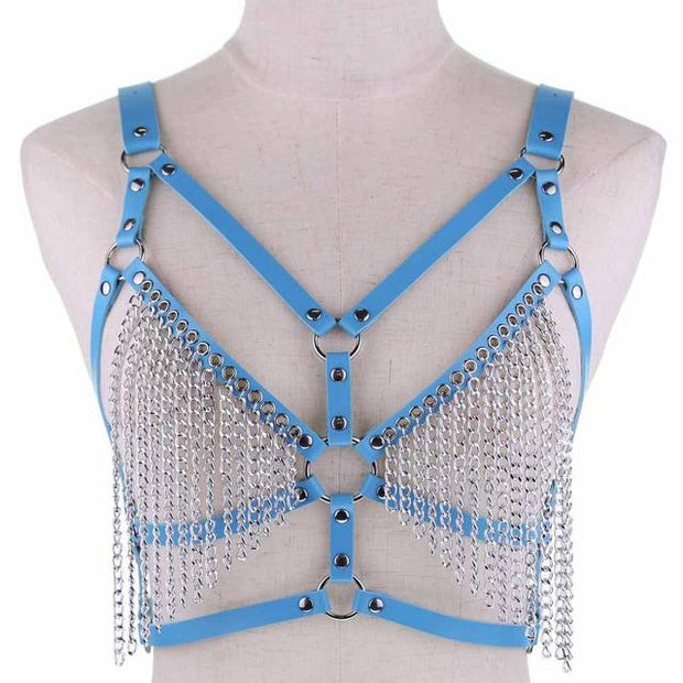 Harnais en cuir pour femme avec pampilles chaînes - Disponibles en 13 coloris ! Chevillère Bijoux