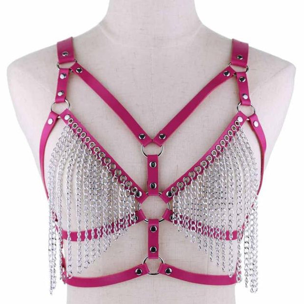 Harnais en cuir pour femme avec pampilles chaînes - Disponibles en 13 coloris ! Chevillère Bijoux