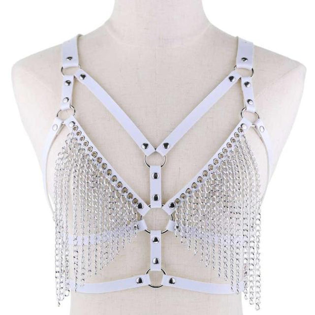 Harnais en cuir pour femme avec pampilles chaînes - Disponibles en 13 coloris ! Chevillère Bijoux