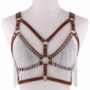 Harnais en cuir pour femme avec pampilles chaînes - Disponibles en 13 coloris ! Chevillère Bijoux