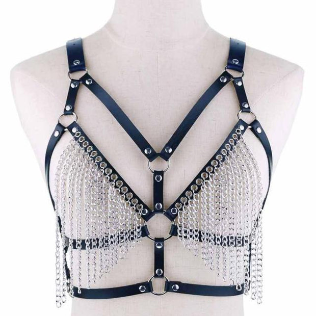 Harnais en cuir pour femme avec pampilles chaînes - Disponibles en 13 coloris ! Chevillère Bijoux