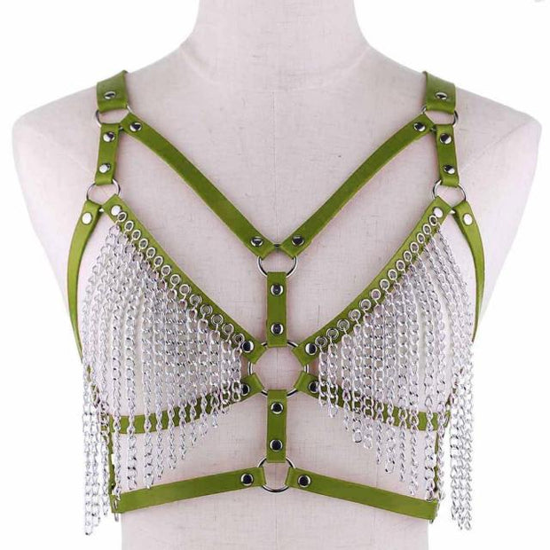 Harnais en cuir pour femme avec pampilles chaînes - Disponibles en 13 coloris ! Chevillère Bijoux