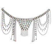 Corset à franges ornées de chaînes et sequins. Chevillère Bijoux