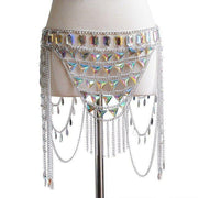 Corset à franges ornées de chaînes et sequins. Chevillère Bijoux
