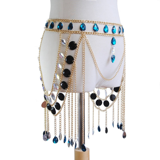 Chaine de Taille à sequins et pampilles - Dina Chevillère Bijoux