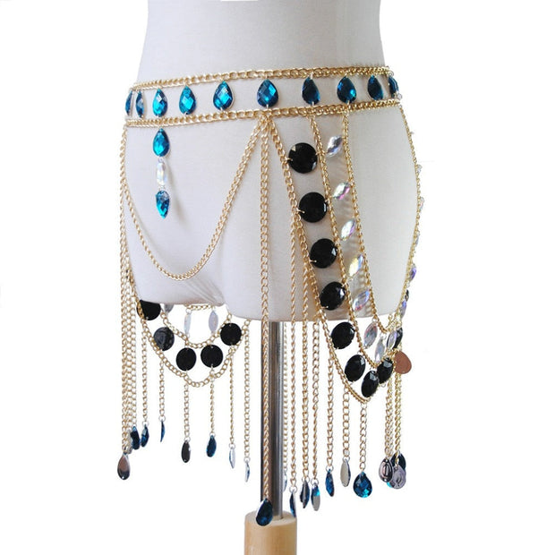 Chaine de Taille à sequins et pampilles - Dina Chevillère Bijoux