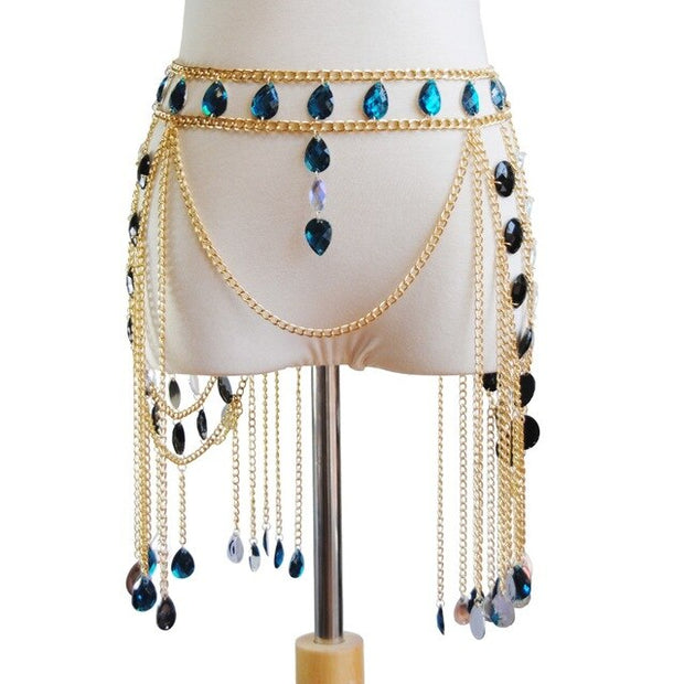 Chaine de Taille à sequins et pampilles - Dina Chevillère Bijoux
