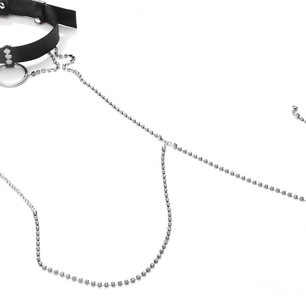 Harnais femme cuir et chaine strass cristal - Astrid Chevillère Bijoux
