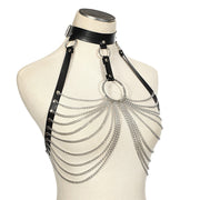 Harnais femme cuir et chaines sexy - Gigi Chevillère Bijoux