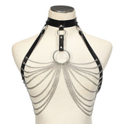 Harnais femme cuir et chaines sexy - Gigi Chevillère Bijoux