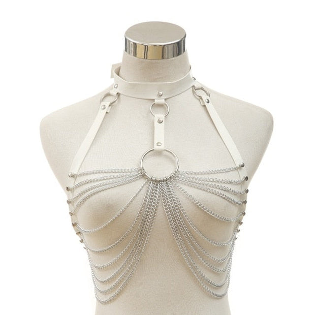 Harnais femme cuir et chaines sexy - Gigi Chevillère Bijoux